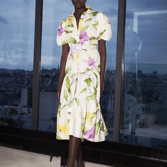 Zara Floral Printed Belted Shirt Midi Dress. Blogger fave. - Picture 4 of 16